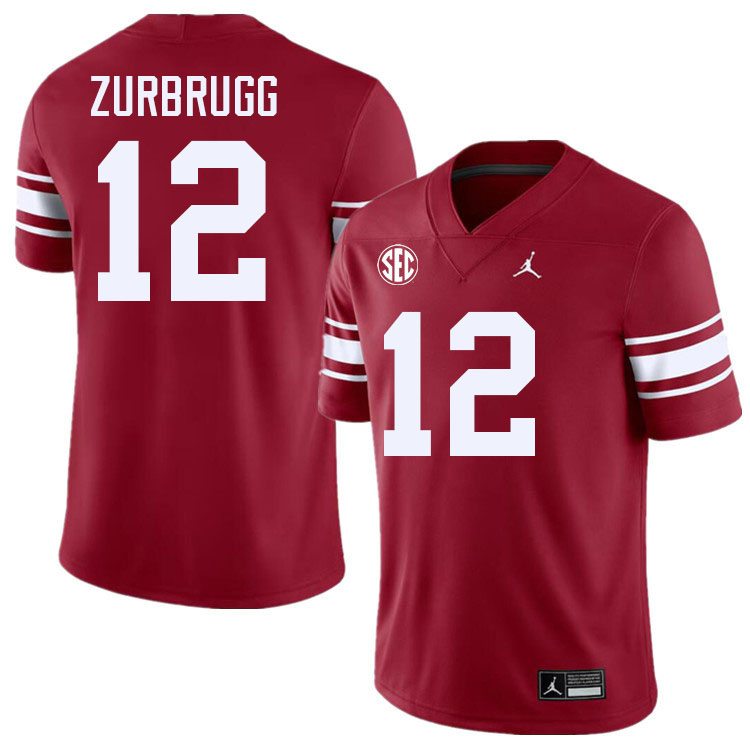 Men #12 Brendan Zurbrugg Oklahoma Sooners 2024 SEC Conference College Football Jerseys-Throwback